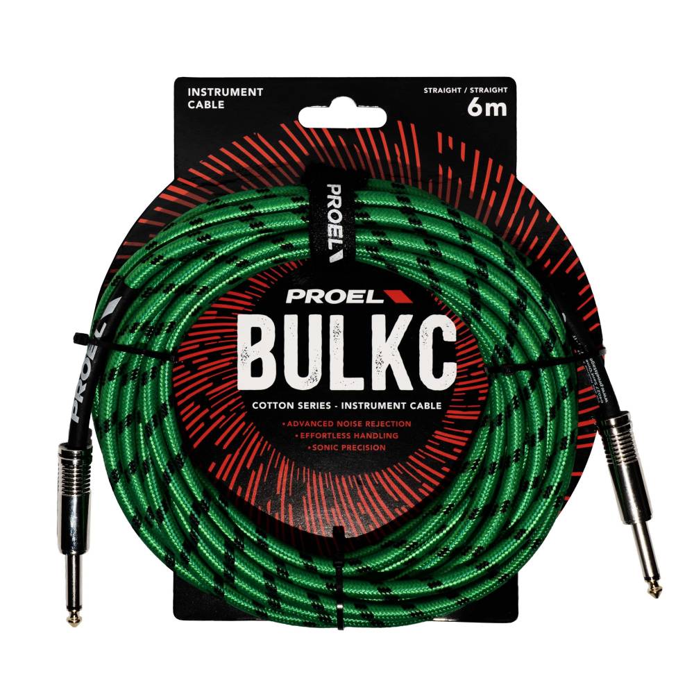 Proel BulkC Cotton Series Instrument Cable - Green and Black 6m