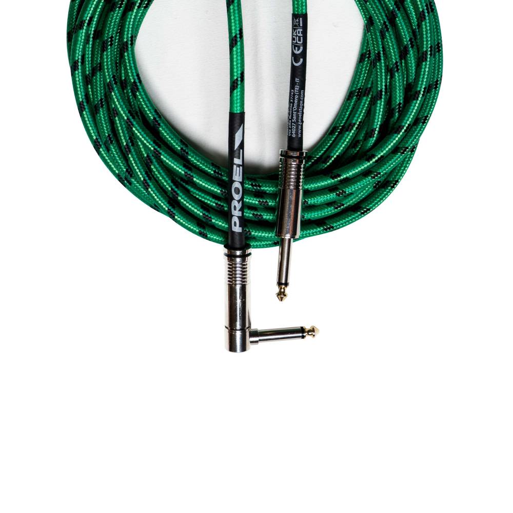 Proel BulkC Cotton Series Instrument Cable - Green and Black 3m