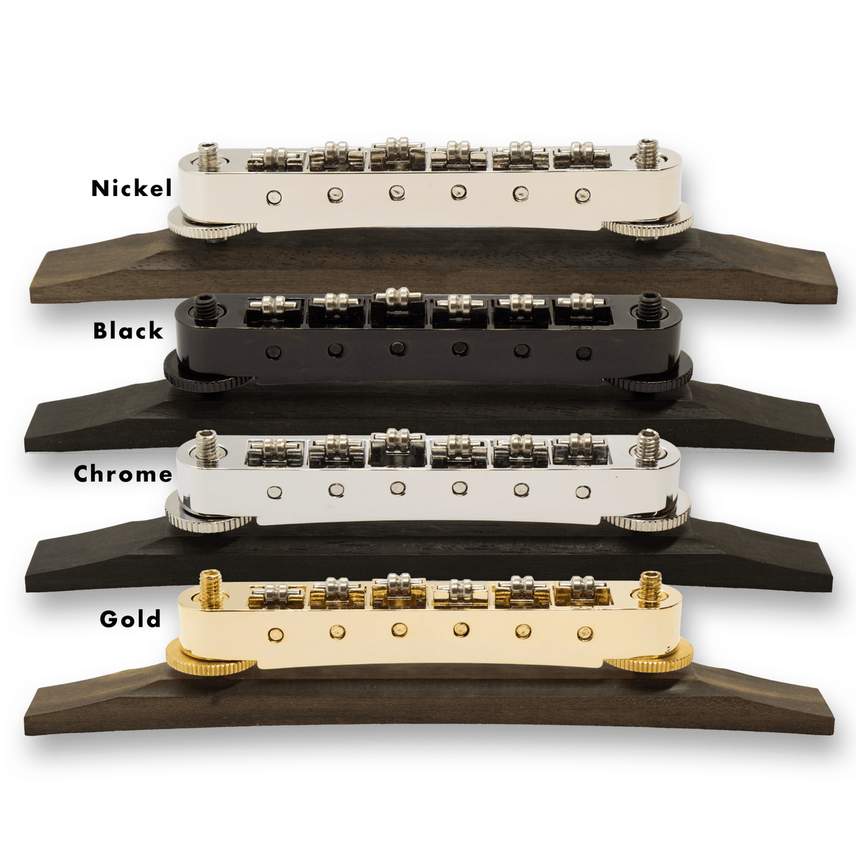 Archtop Roller Tune - O - Matic Ebony Base Stainless Steel Bridge (Various Finishes) - Parts - WM Guitars