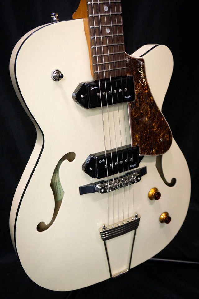 Godin 5th Ave TL Kingpin P90 Trans Cream Hollow Body Electric Guitar - Electric Guitars - Godin