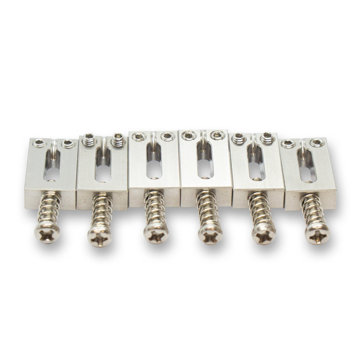 Precision Machined Stainless Steel Saddles x6 (Various Finishes & String Spacings) - Parts - WM Guitars