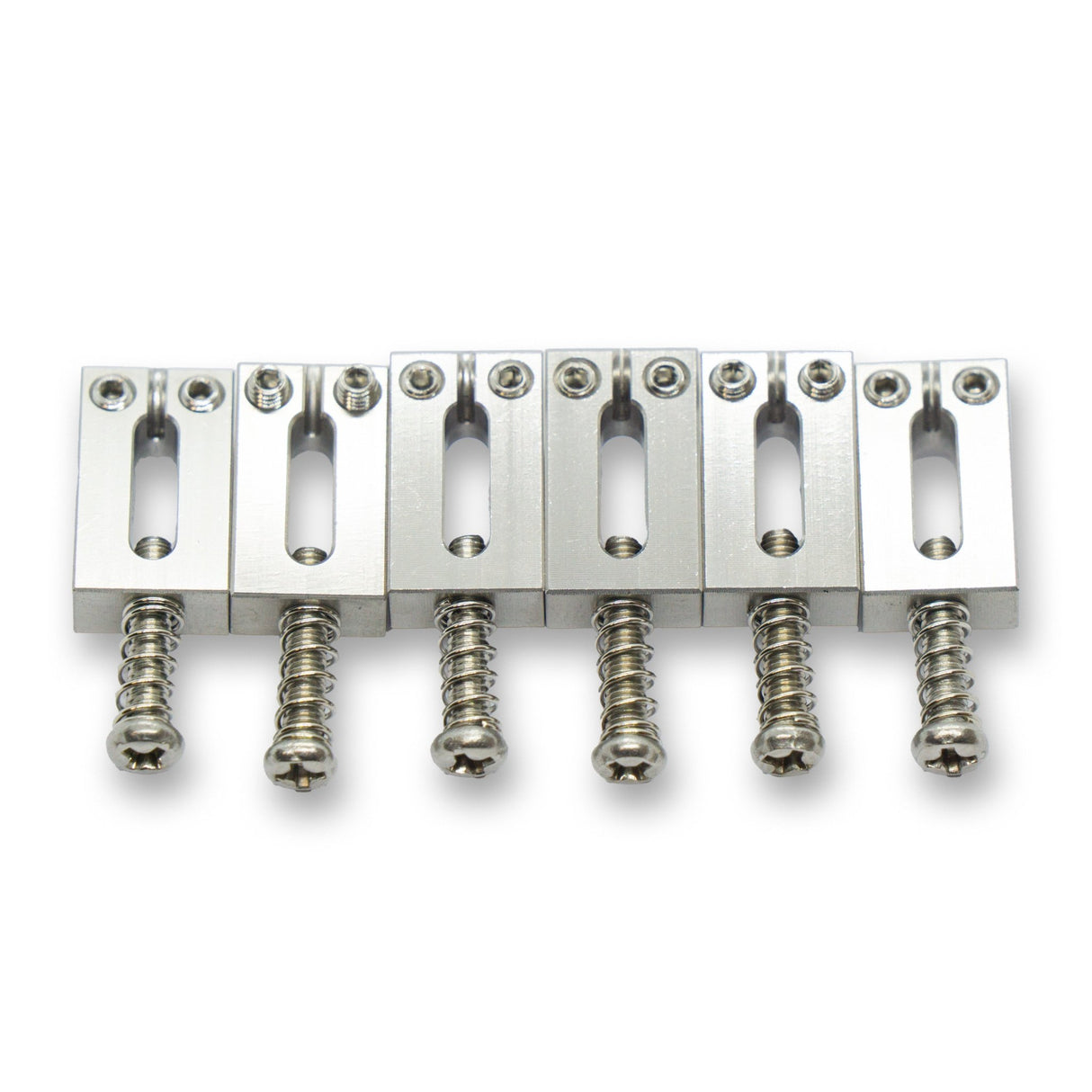 Precision Machined Stainless Steel Saddles x6 (Various Finishes & String Spacings) - Parts - WM Guitars