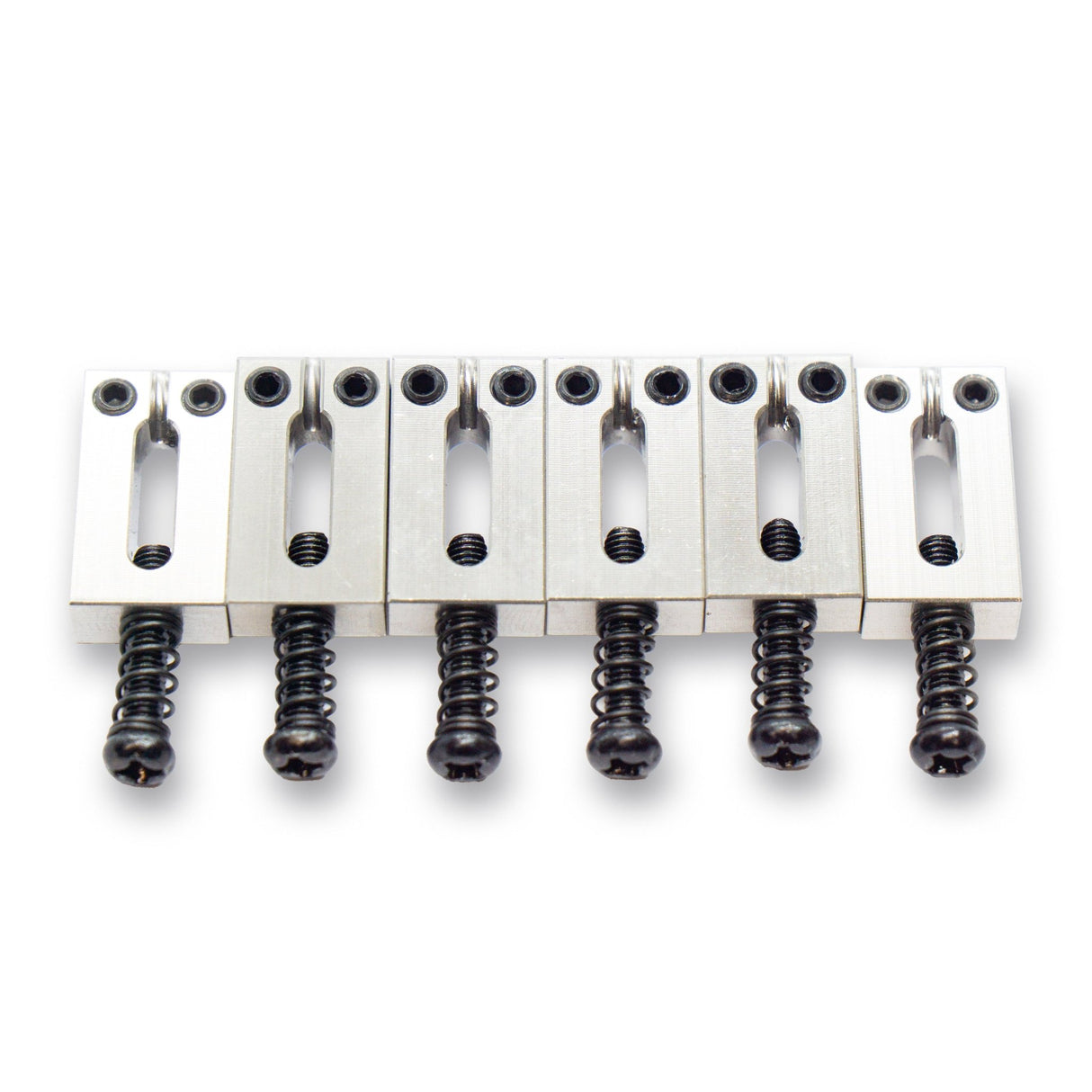 Precision Machined Stainless Steel Saddles x6 (Various Finishes & String Spacings) - Parts - WM Guitars