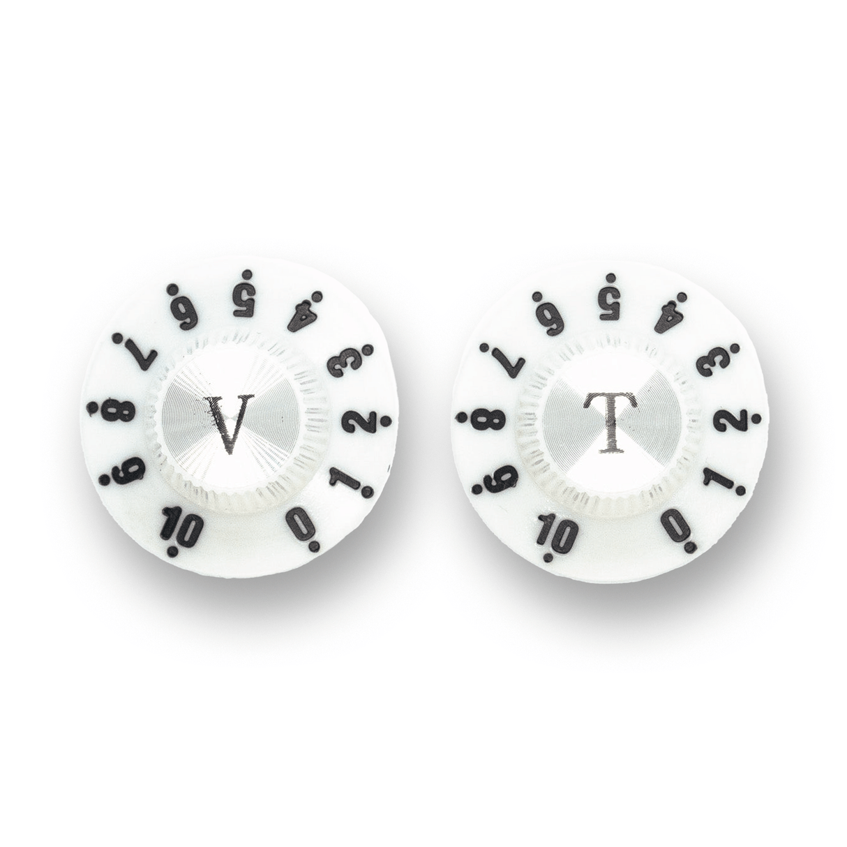Witch Hat Reflector Knobs with T & V Lettering (x2) (Various Colours) - Parts - WM Guitars