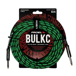 Proel BulkC Cotton Series Instrument Cable - Green and Black 6m