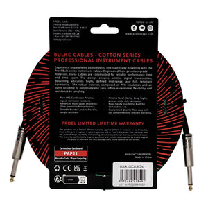 Proel BulkC Cotton Series Instrument Cable - Green and Black 6m
