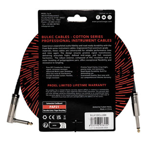 Proel BulkC Cotton Series Instrument Cable - Black 3m