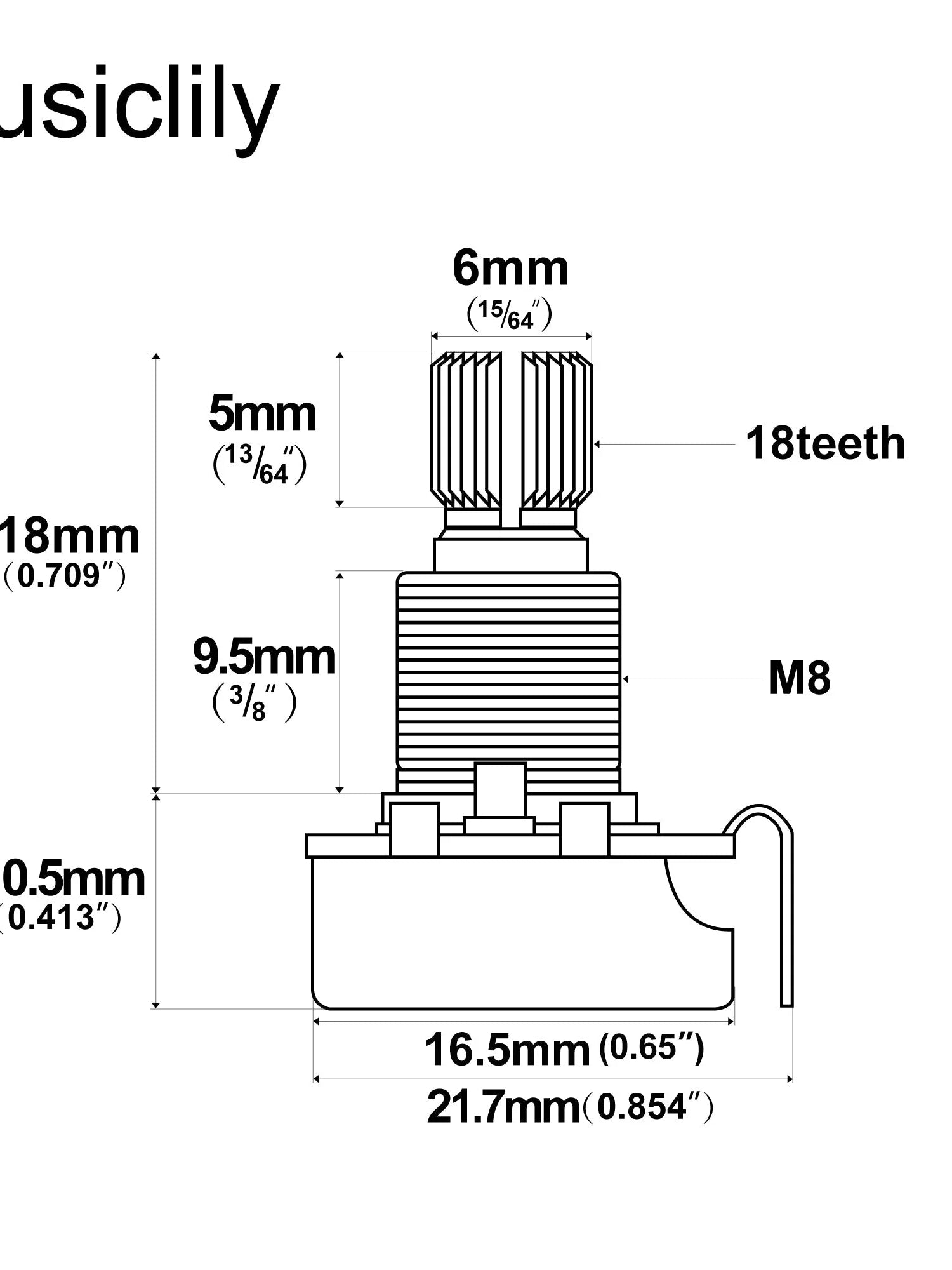 Alpha Linear (Lin) Mini Medium Split Shaft Pot 25k