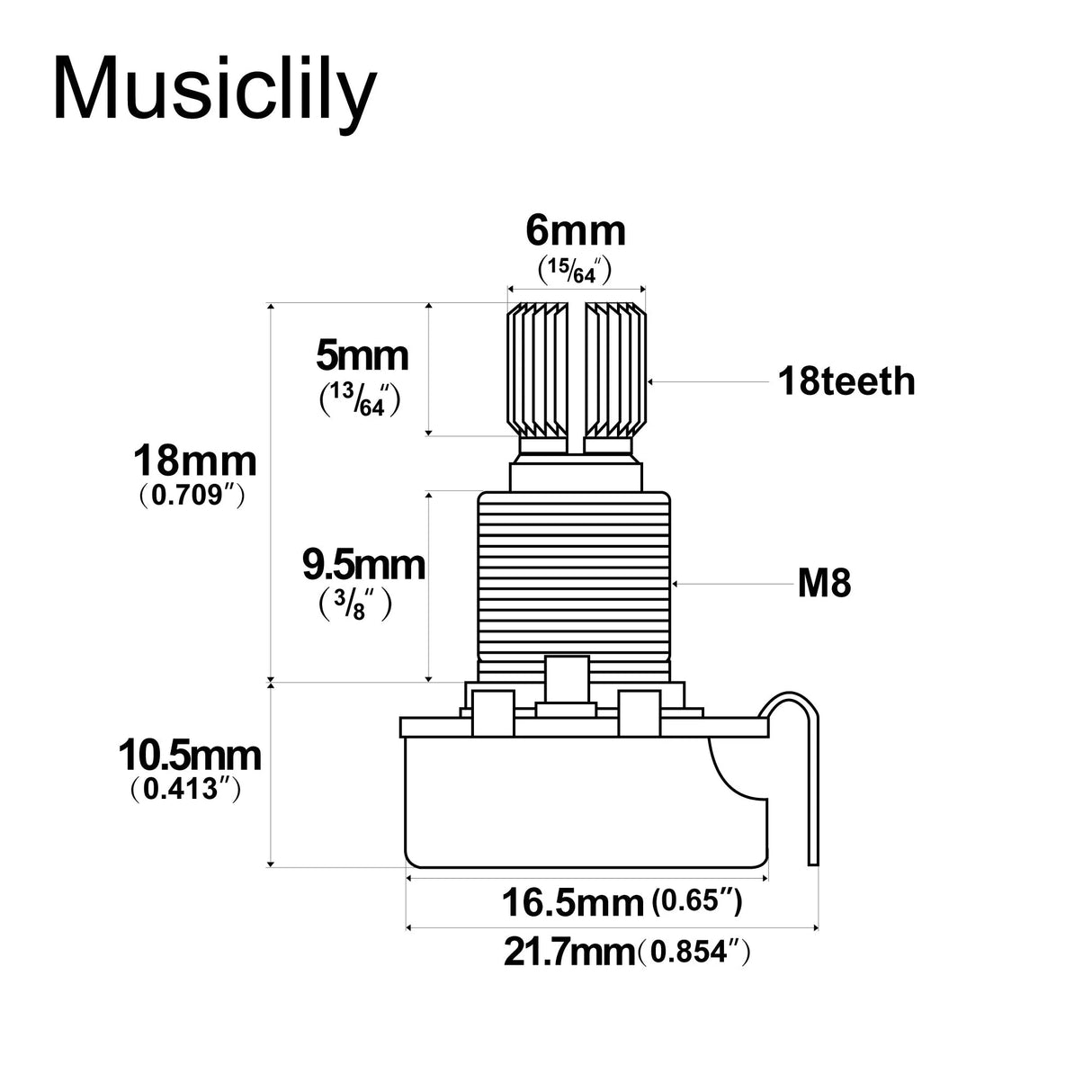 Alpha Linear (Lin) Mini Medium Split Shaft Pot 25k