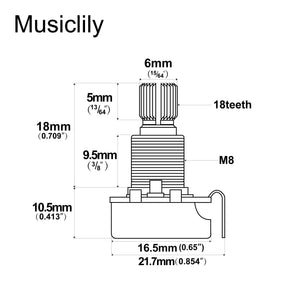 Alpha Linear (Lin) Mini Medium Split Shaft Pot 25k
