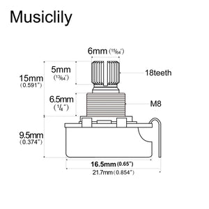 Musiclily Pro HD Audio (Log) Brass Short Split Shaft Mini B250k Pot