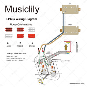 Musiclily Pro LP STD Modern 60s Pre-wired Harness Kit for LP Style Electric Guitar
