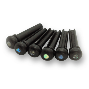 Ebony Bridge Pins x6 (Abalone or MOP Dot) - Parts - WM Guitars