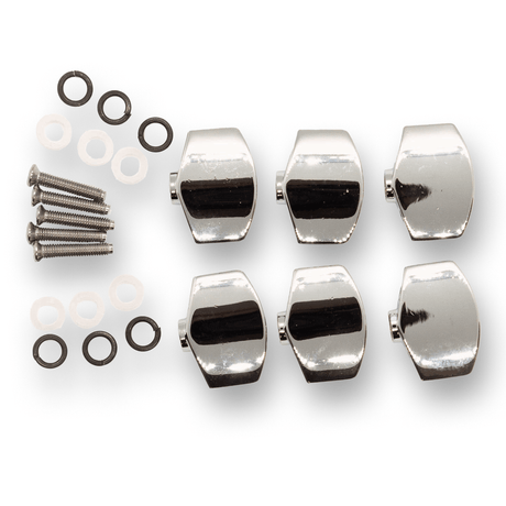 Machine Head Buttons and Fittings x6 Schaller Style (Black or Chrome) - parts - WM Guitars
