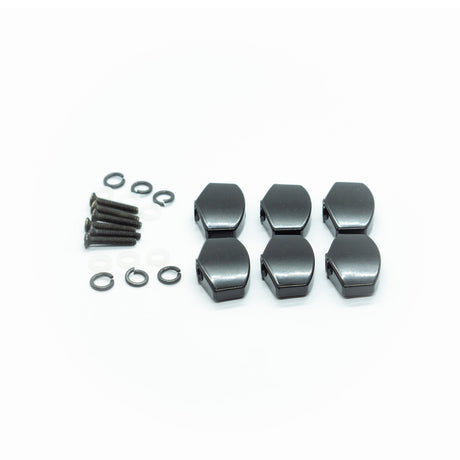 Machine Head Buttons and Fittings x6 Schaller Style (Black or Chrome) - parts - WM Guitars