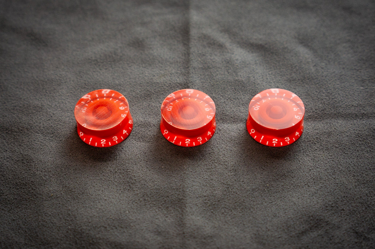 Potentiometer Speed Knobs (Transparent/Red) - Parts - WM Guitars