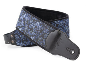 RightOn! Mojo Paisley Vegan Guitar & Bass Strap - Blue / Black - Straps - RightOn!