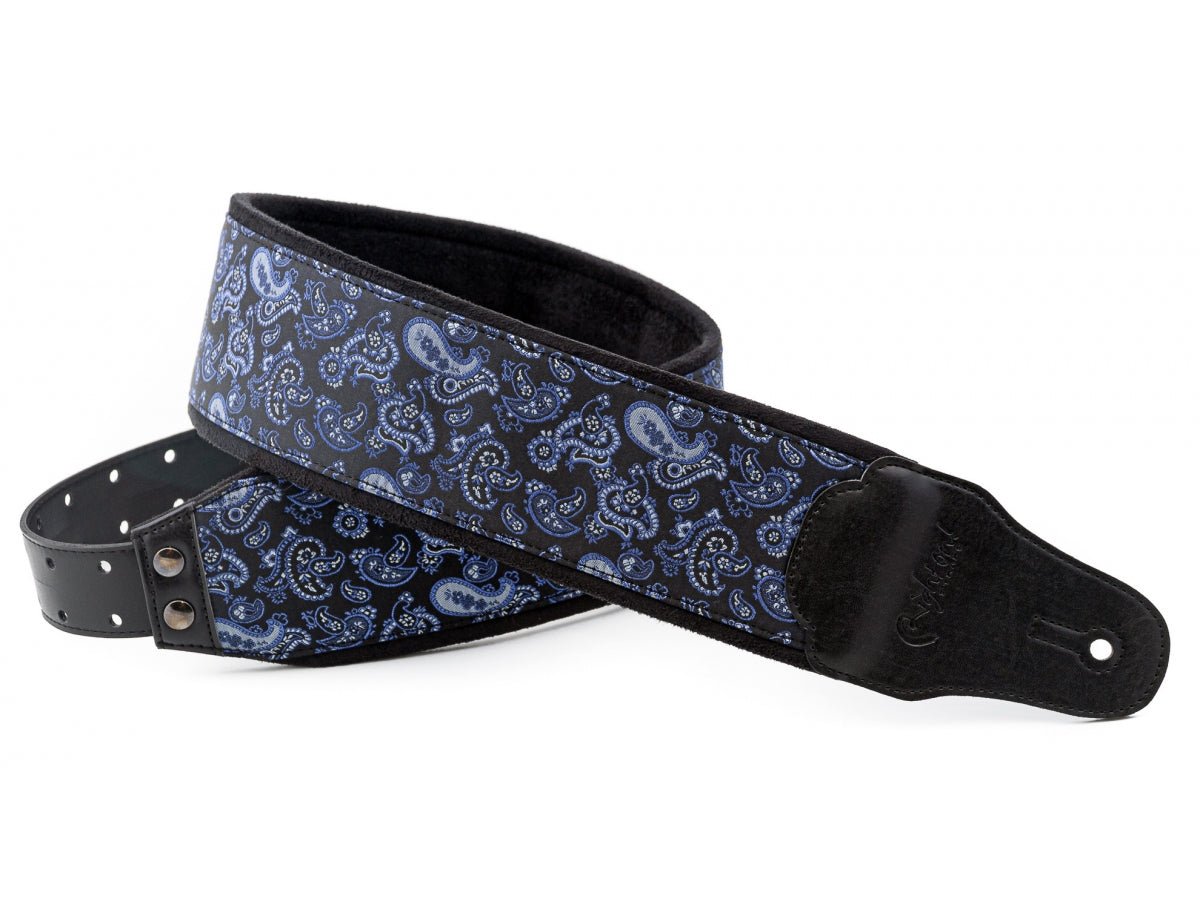 RightOn! Mojo Paisley Vegan Guitar & Bass Strap - Blue / Black - Straps - RightOn!