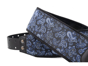 RightOn! Mojo Paisley Vegan Guitar & Bass Strap - Blue / Black - Straps - RightOn!