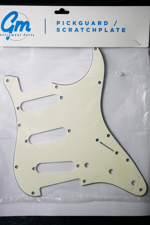 Stratocaster Pickguard White 3 Ply 11 Screw GM Instrument Parts - Parts - WM Guitars