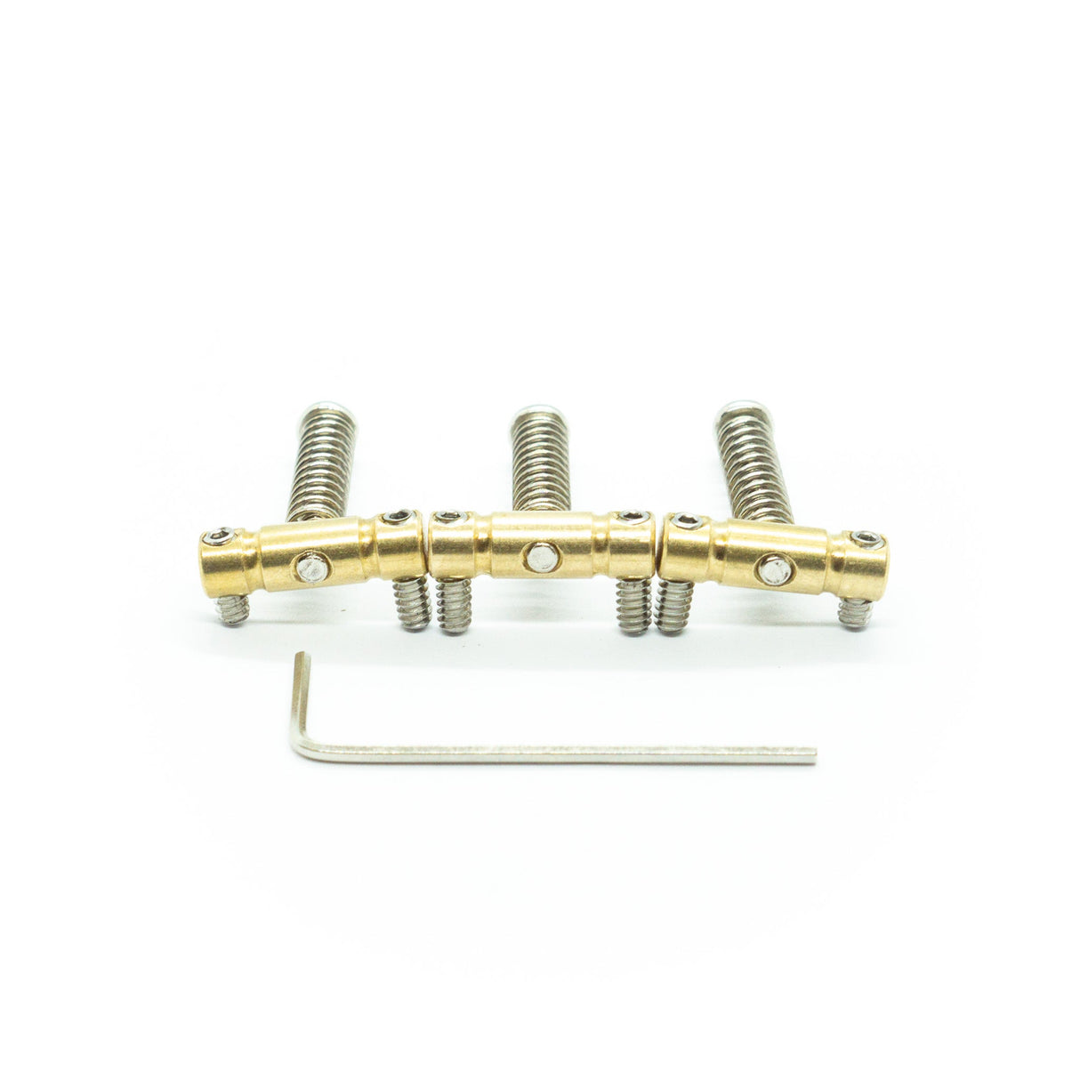 Telecaster Saddles and Fittings x3 (Brass or Chrome with Choice of Grub Screw) - parts - WM Guitars