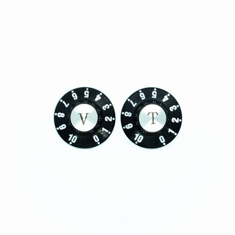 Witch Hat Reflector Knobs with T & V Lettering (x2) (Various Colours) - Parts - WM Guitars