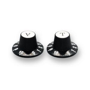 Witch Hat Reflector Knobs with T & V Lettering (x2) (Various Colours) - Parts - WM Guitars