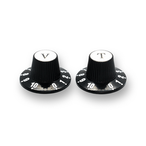 Witch Hat Reflector Knobs with T & V Lettering (x2) (Various Colours) - Parts - WM Guitars