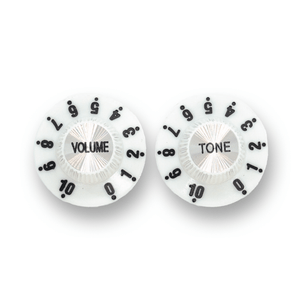 Witch Hat Reflector Knobs with Tone & Volume Lettering (x2) (Various Colours) - Parts - WM Guitars
