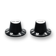 Witch Hat Reflector Knobs with Tone & Volume Lettering (x2) (Various Colours) - Parts - WM Guitars