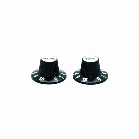 Witch Hat Reflector Knobs with Tone & Volume Lettering (x2) (Various Colours) - Parts - WM Guitars