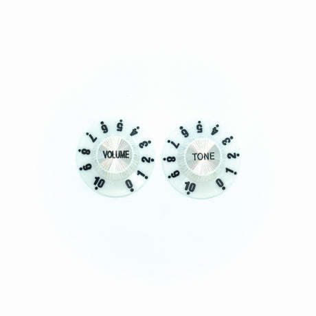 Witch Hat Reflector Knobs with Tone & Volume Lettering (x2) (Various Colours) - Parts - WM Guitars