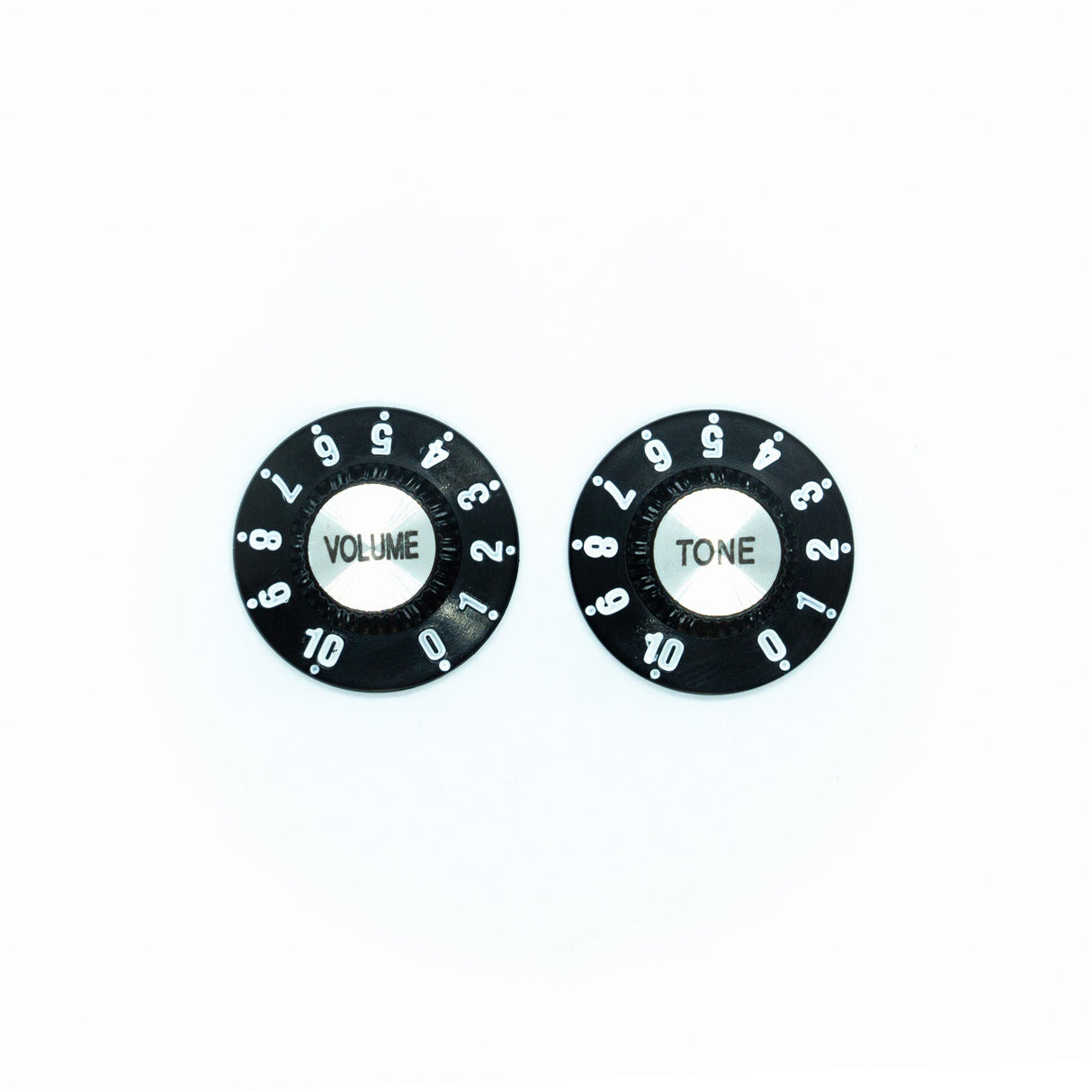 Witch Hat Reflector Knobs with Tone & Volume Lettering (x2) (Various Colours) - Parts - WM Guitars